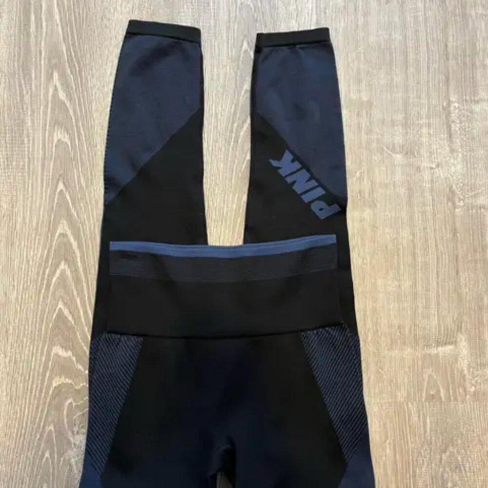 Victoria's Secret PINK Blue & Black Cool & Comfy Leggings S - Picture 2 of 5